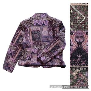 Christopher Banks purple violet vintage 80s 90s tapestry coat cottage core XL